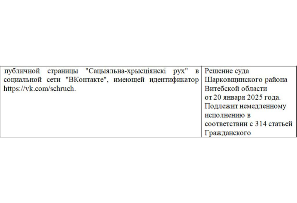 В список экстремистских материалов внесена VK-группа беларусских христианских демократов