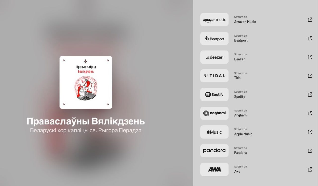 Беларускі праваслаўны прыход у Варшаве (Польская Аўтакефальная Праваслаўная Царква) ў супрацоўніцтве з беларускімі супольнасцямі ў розных краінах выпусціў пасхальны музычны альбом — «Праваслаўны Вялікдзень»